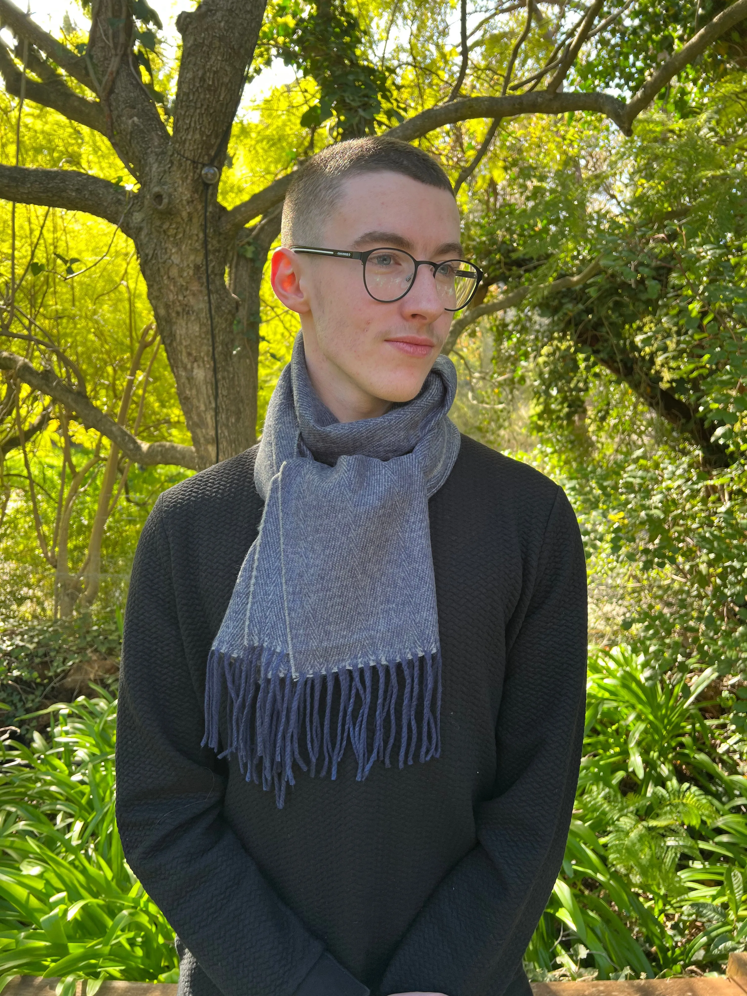 Mens Scarf - Cashmere Wool- Unisex Scarf - Blue Indigo