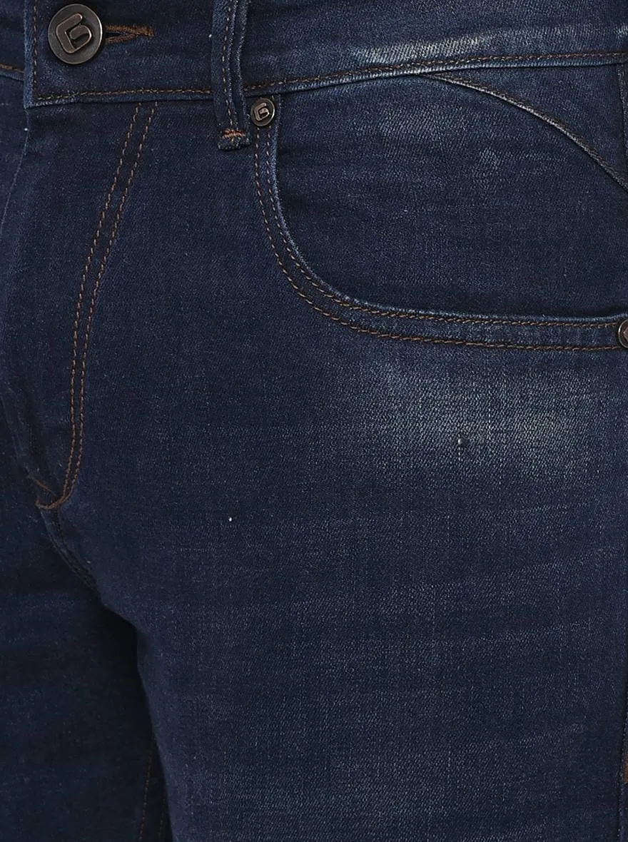 Mid Blue Solid Narrow Fit Jeans | Greenfibre