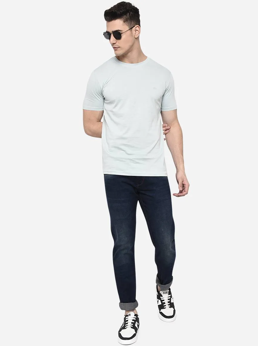 Mid Blue Solid Narrow Fit Jeans | Greenfibre