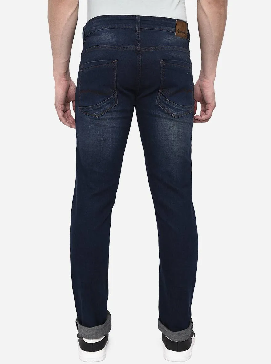 Mid Blue Solid Narrow Fit Jeans | Greenfibre