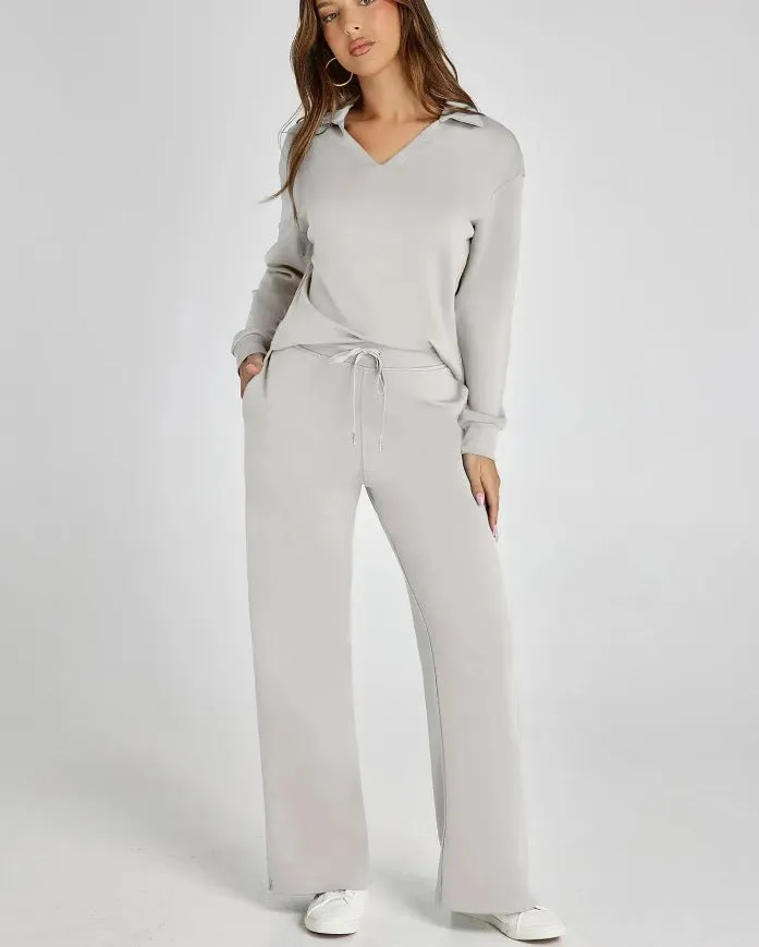 Morissette™ | Oversized Long Sleeve Top and Wide-Leg Pants Set