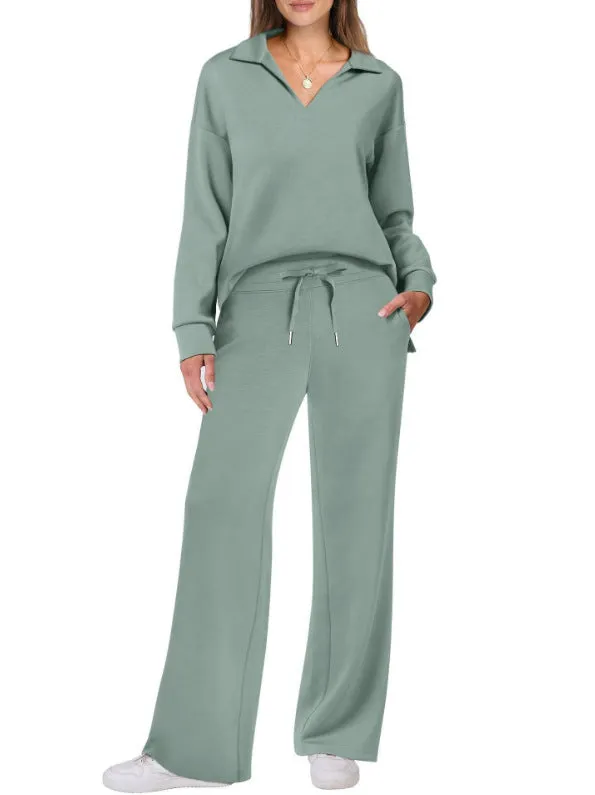 Morissette™ | Oversized Long Sleeve Top and Wide-Leg Pants Set