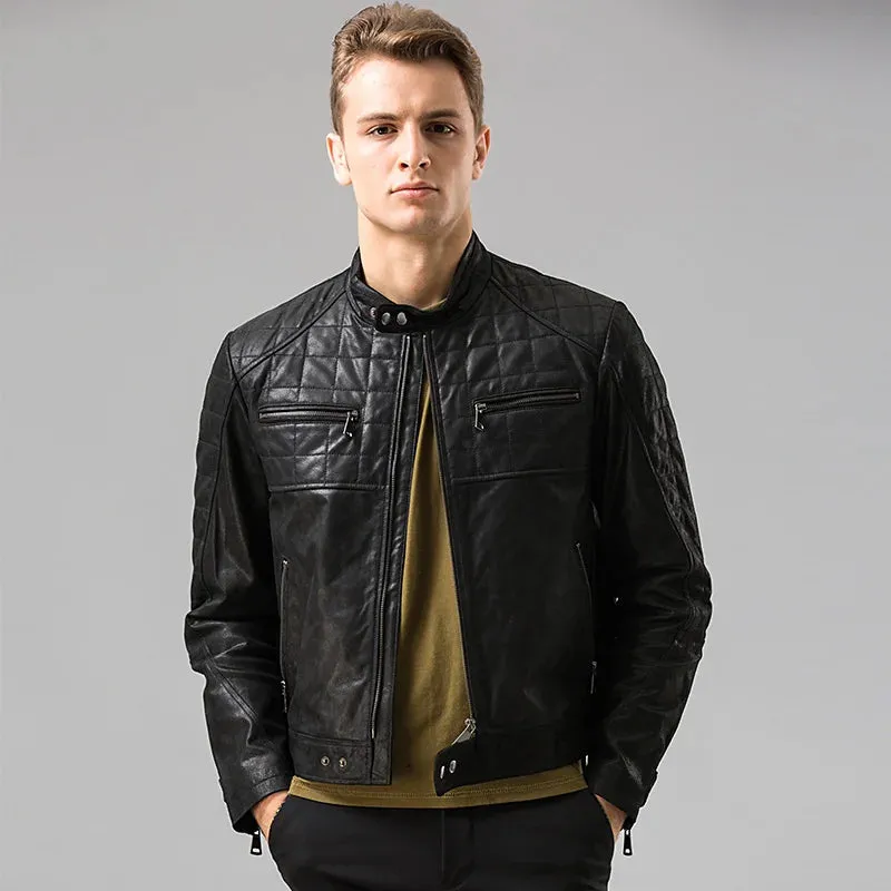 Motorcycle Men's Leather Bomber Jacket