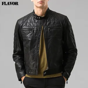 Motorcycle Men's Leather Bomber Jacket