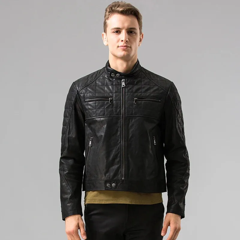 Motorcycle Men's Leather Bomber Jacket