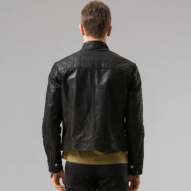 Motorcycle Men's Leather Bomber Jacket