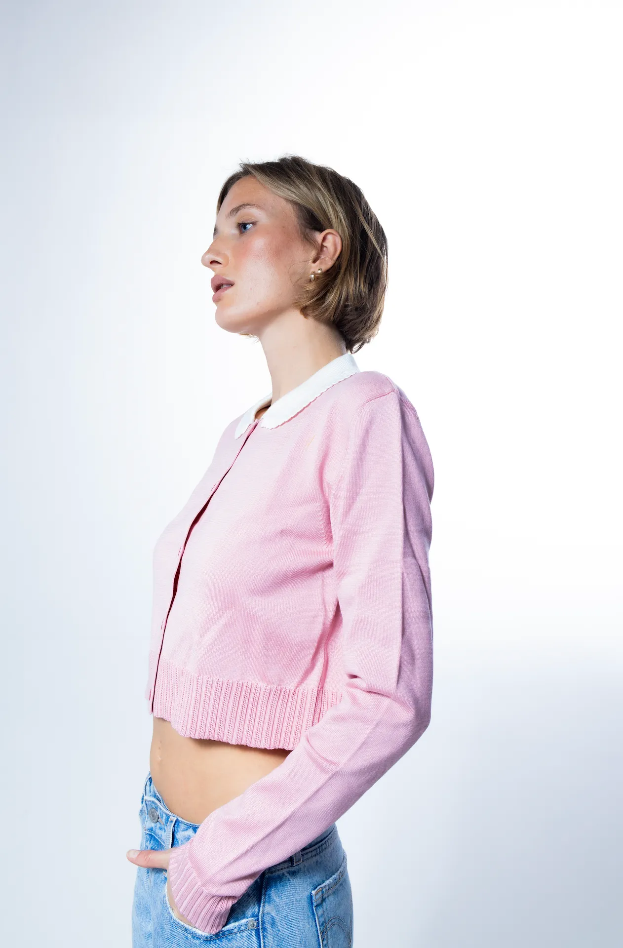 MS. PENNYWORTH CARDIGAN PINK CROPPED