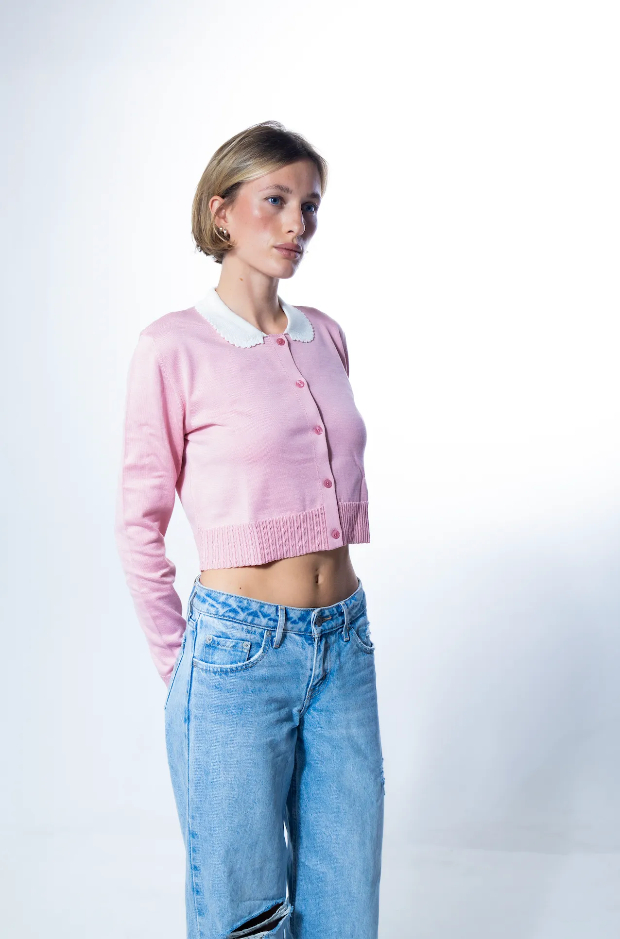 MS. PENNYWORTH CARDIGAN PINK CROPPED