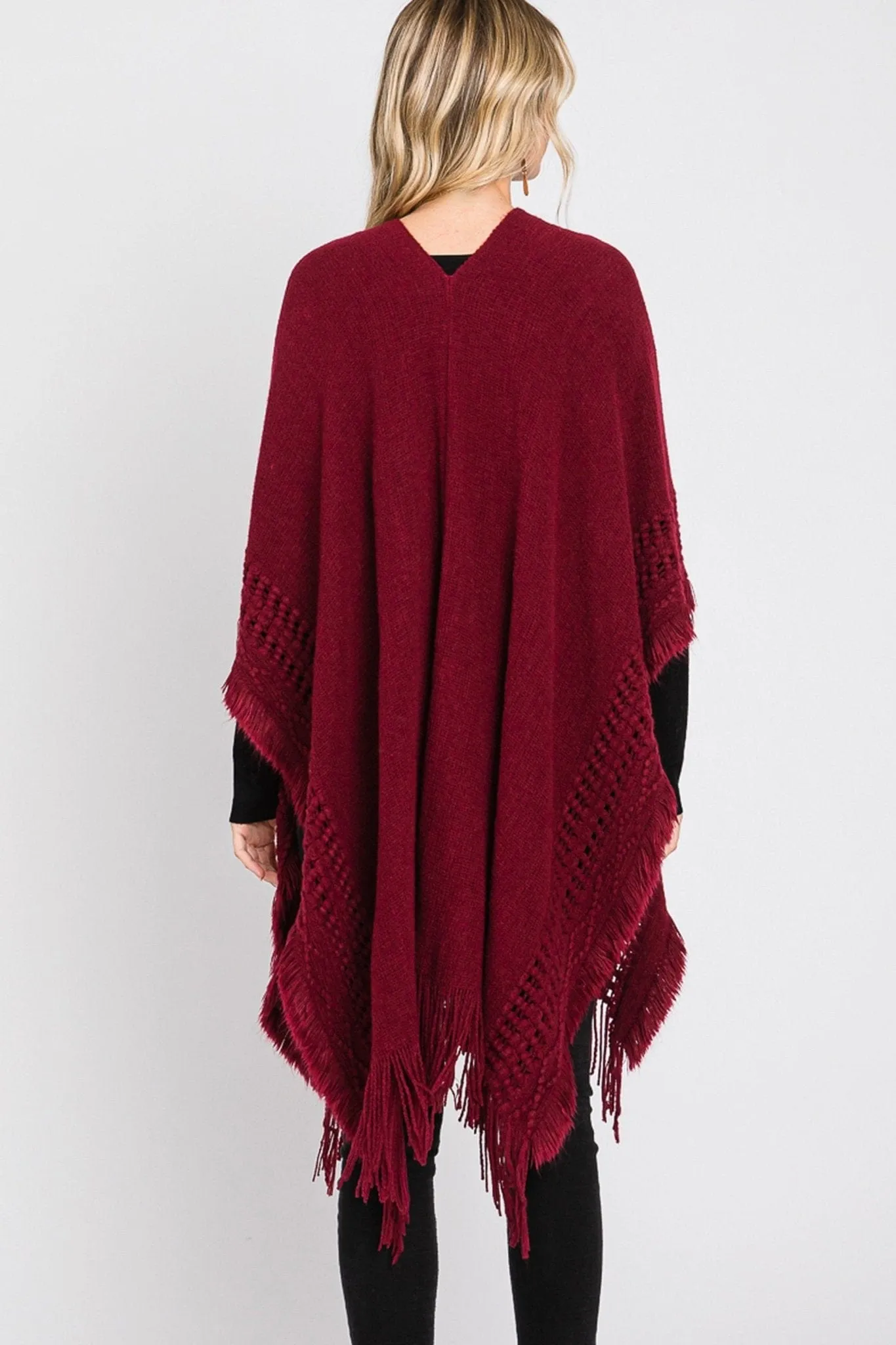 MS0326 Lucy Knit Ruana With Fringe