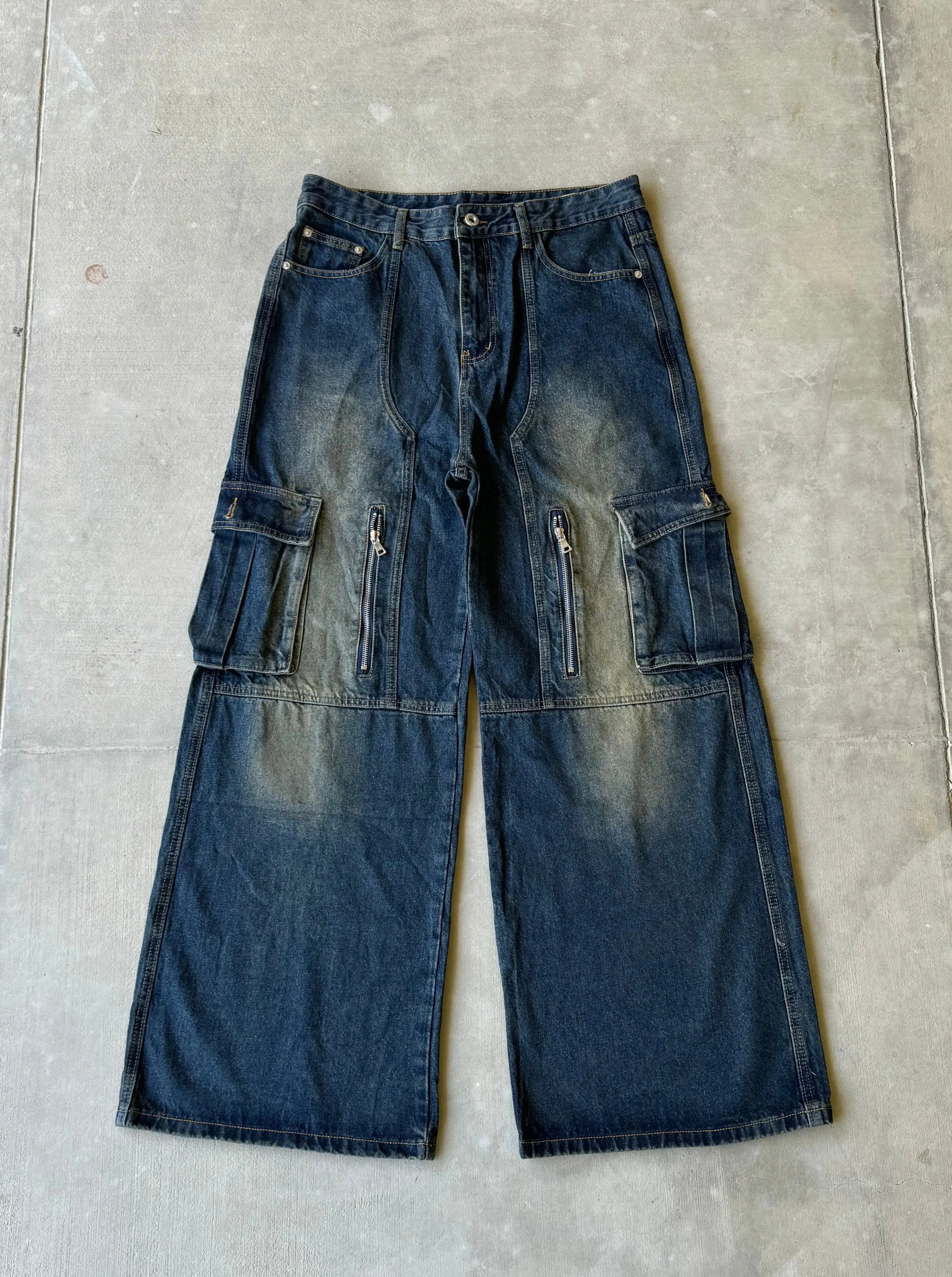 Navy Desert Wash Baggy Cargo Pants