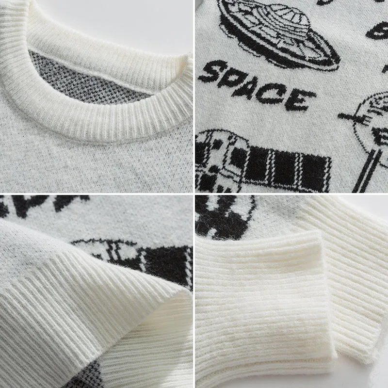 PopFlying Graphic Knit Sweater Space Station