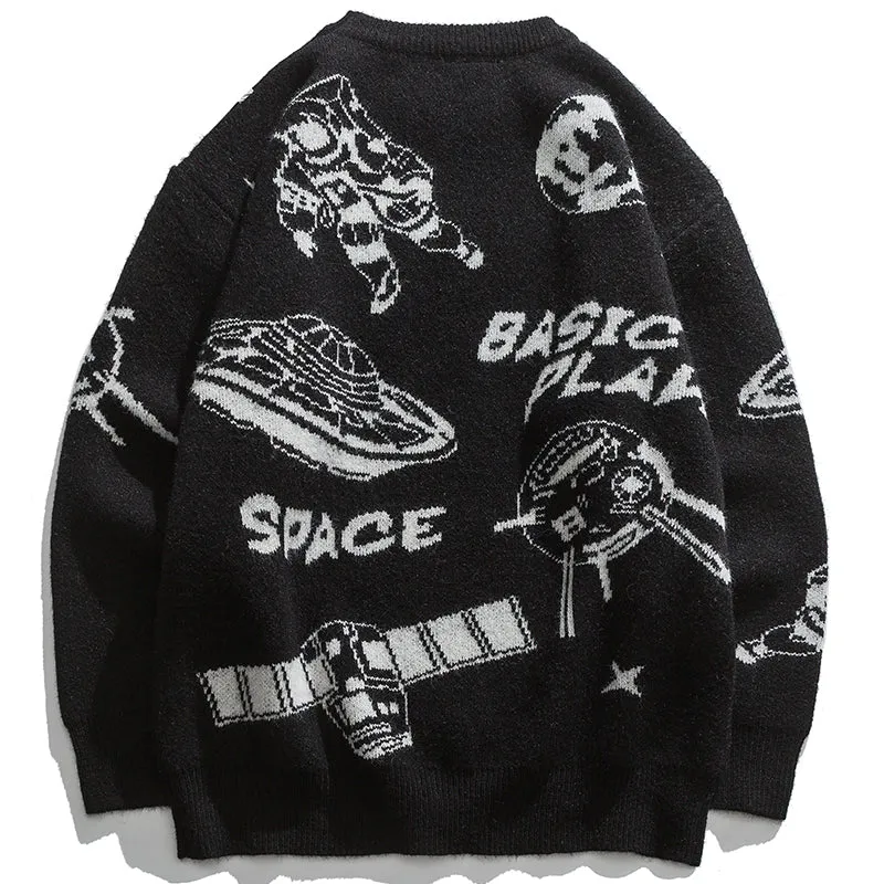 PopFlying Graphic Knit Sweater Space Station