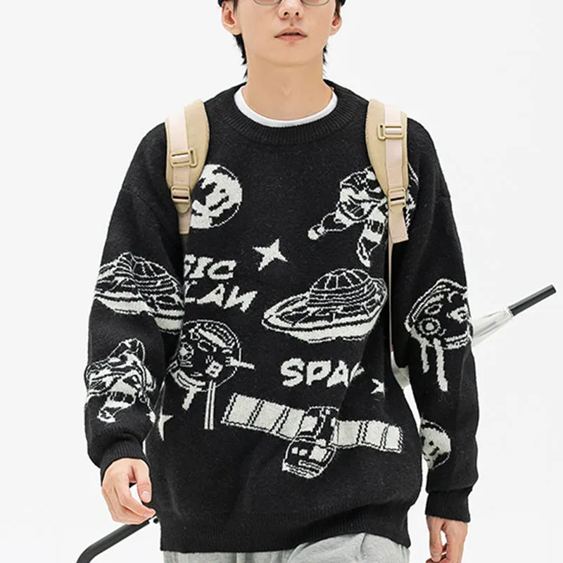 PopFlying Graphic Knit Sweater Space Station