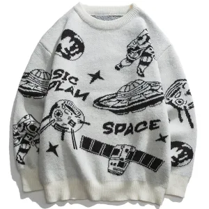 PopFlying Graphic Knit Sweater Space Station