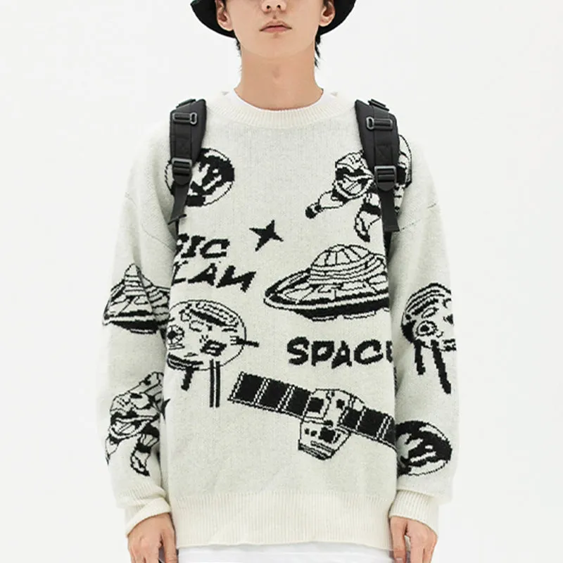 PopFlying Graphic Knit Sweater Space Station