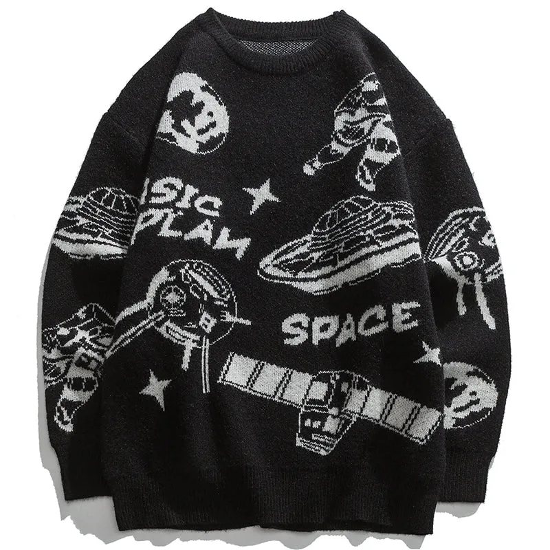 PopFlying Graphic Knit Sweater Space Station