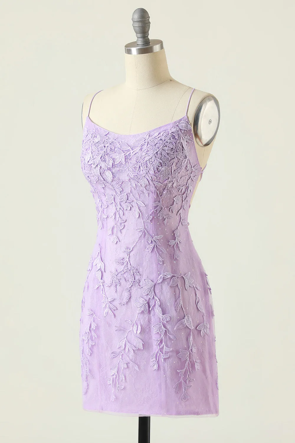 Purple Backless Bodycon Homecoming Dress with Appliques