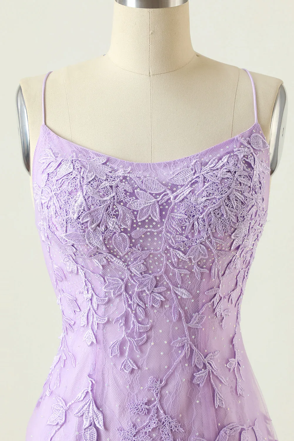 Purple Backless Bodycon Homecoming Dress with Appliques