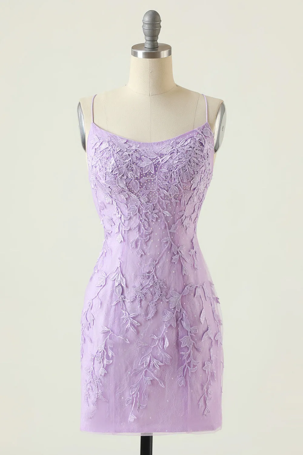 Purple Backless Bodycon Homecoming Dress with Appliques