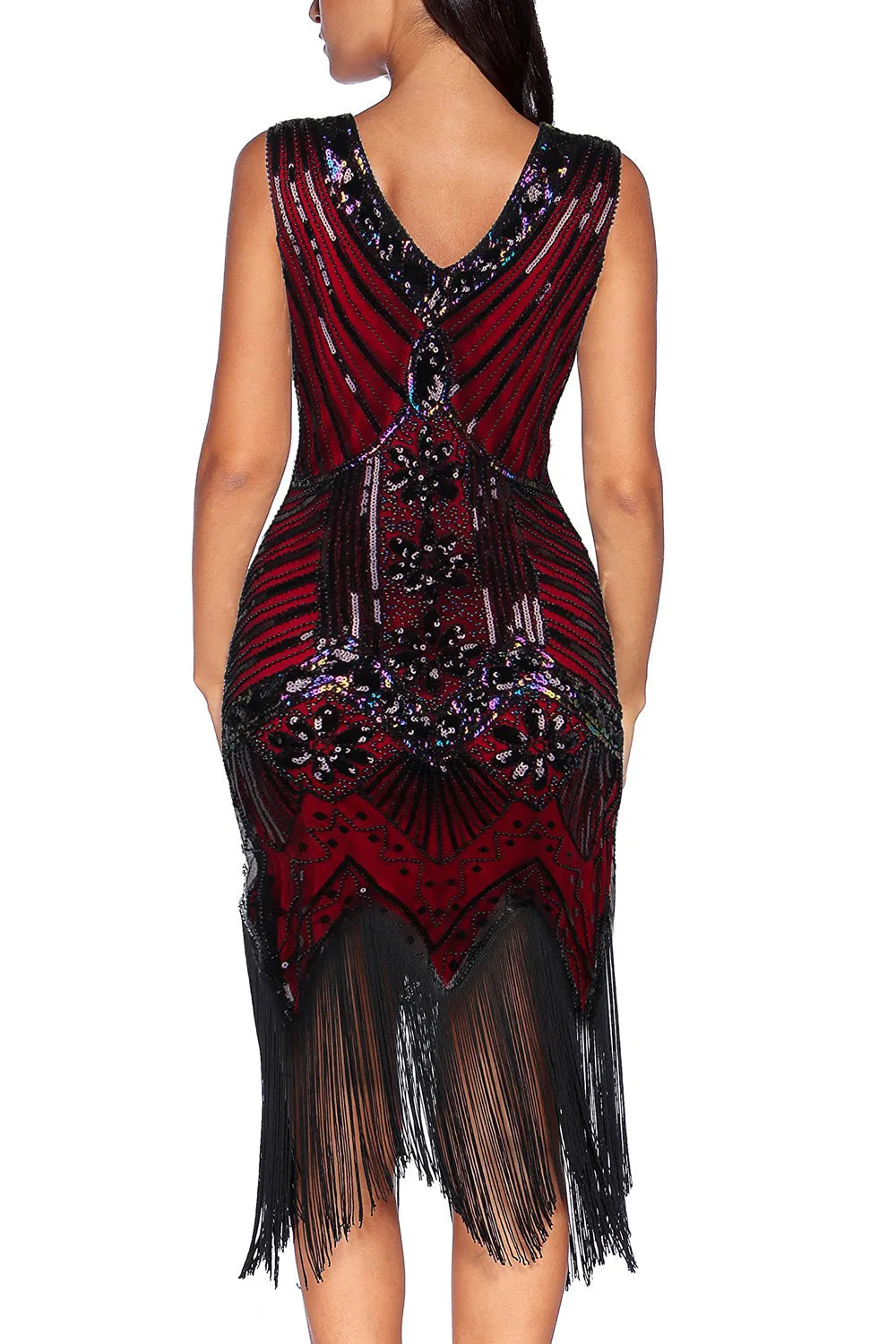 Red Glitter Fringe Flapper Dress