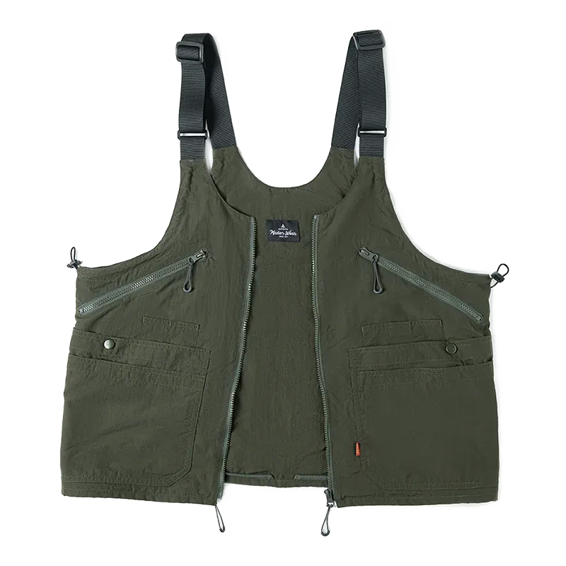 Retro Multi Pocket Sleeveless Nylon Vest - Workwear