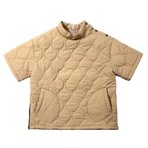 Short Sleeve Quilted Jacket - Split-hem Pullover - Casual Loose Outerwear