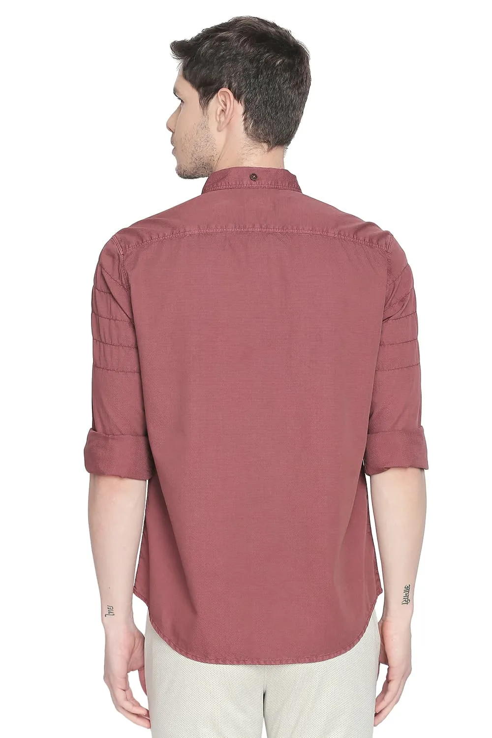 Slim Fit Garment Dyed Dobby Shirt