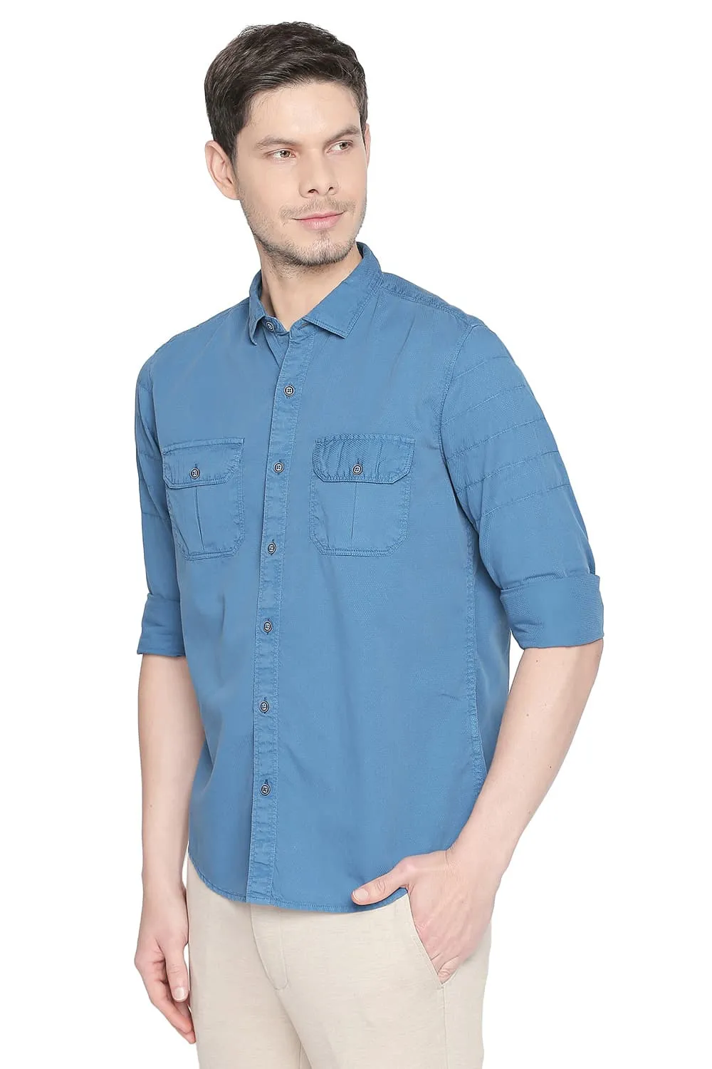 Slim Fit Garment Dyed Dobby Shirt