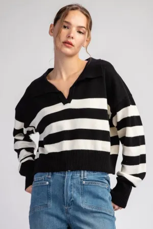 Stripped Cropped Sweater Top