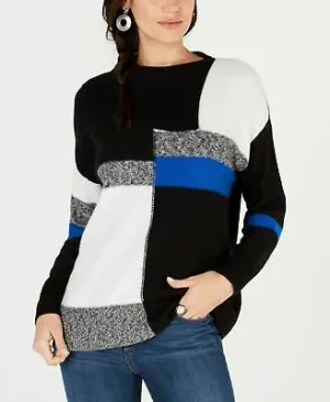 Style & Co Colorblocked Envelope-Neck Sweater