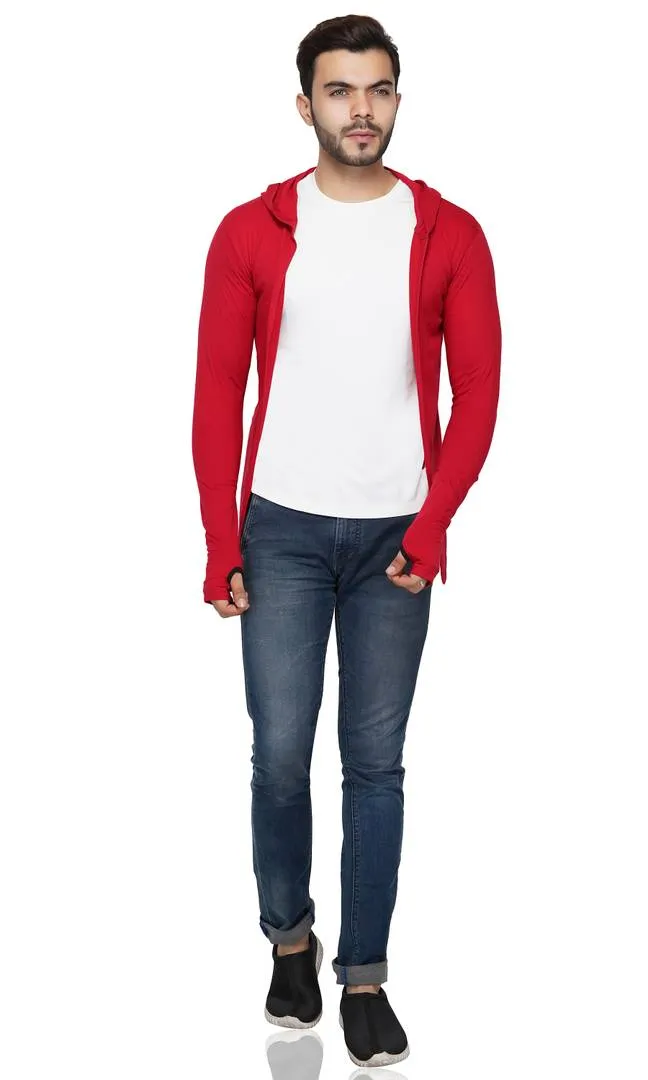 Stylish Straight Full Sleeve Red Shrug For Men