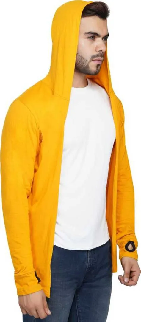 Stylish Straight Full Sleeve Yellow Shrug For Men