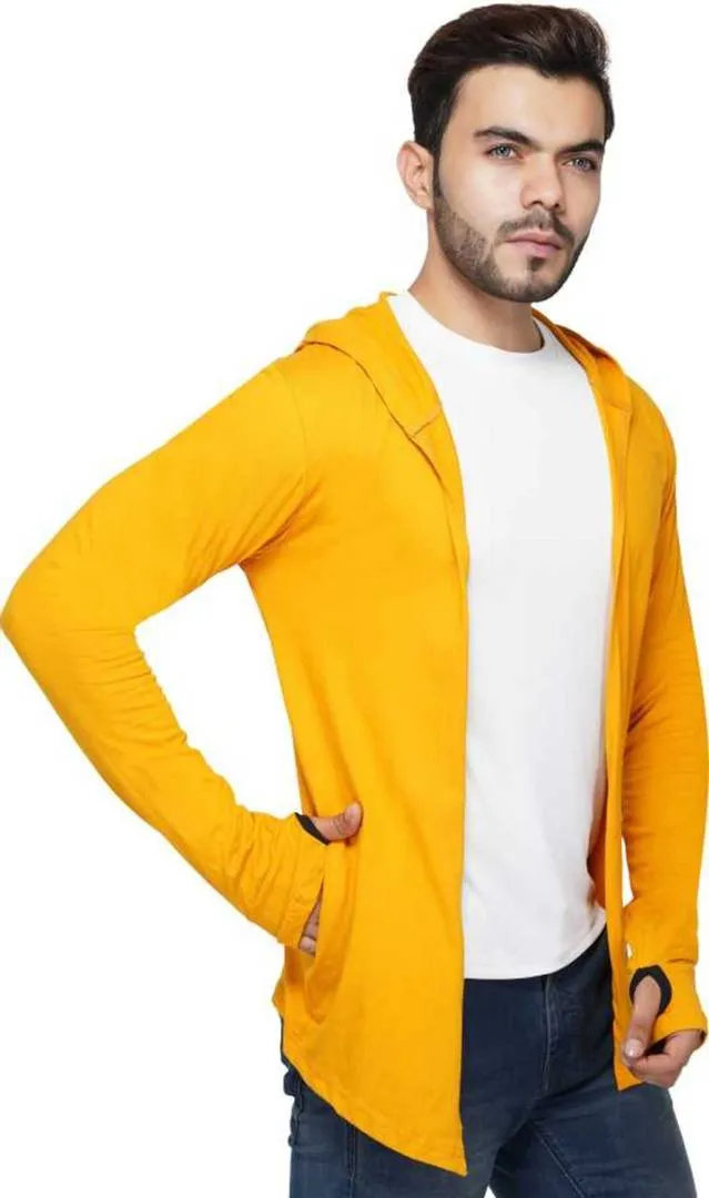 Stylish Straight Full Sleeve Yellow Shrug For Men