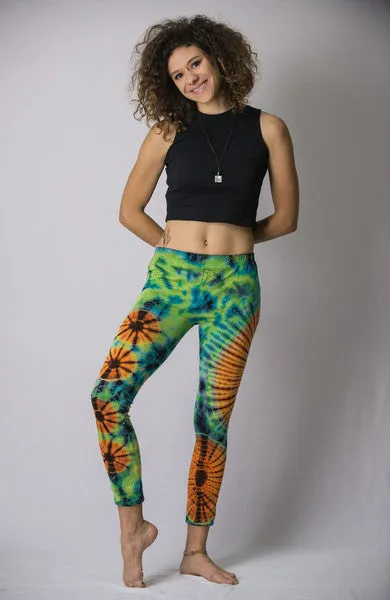 Super Soft Comfortable Womens Leggings Tie Dye Green