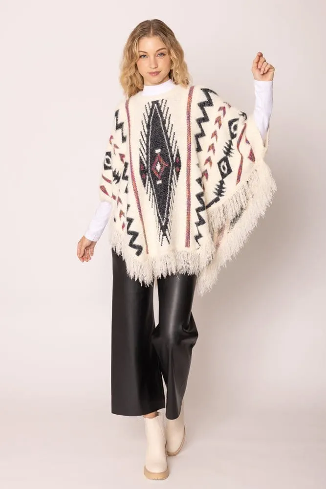 WCP420057 Aztec Tassel Poncho