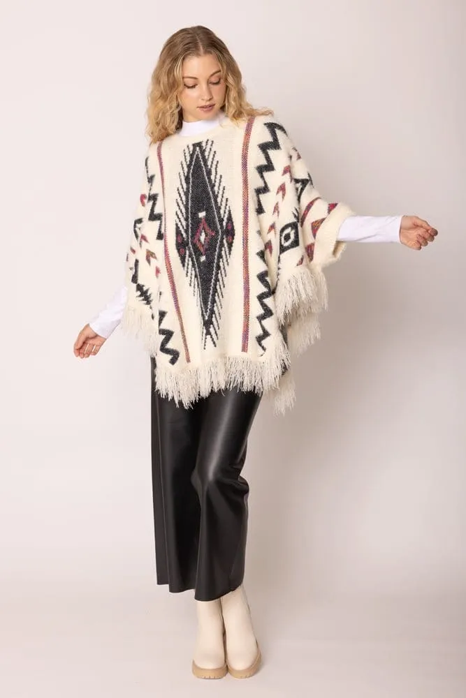 WCP420057 Aztec Tassel Poncho