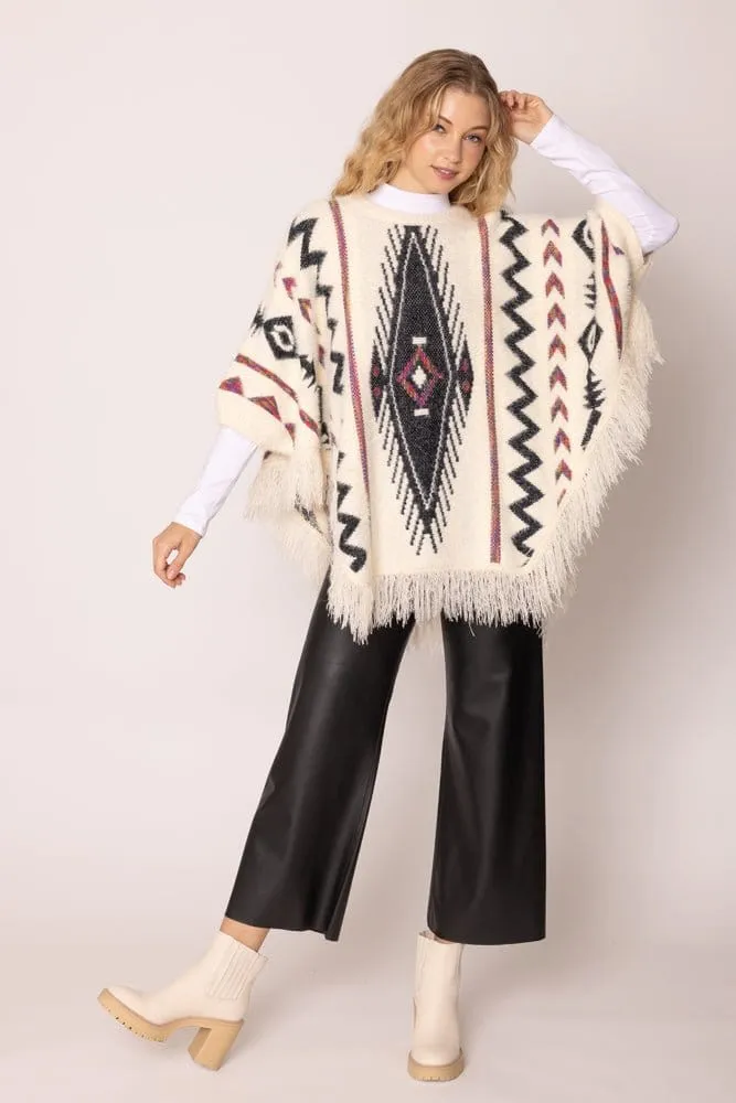 WCP420057 Aztec Tassel Poncho