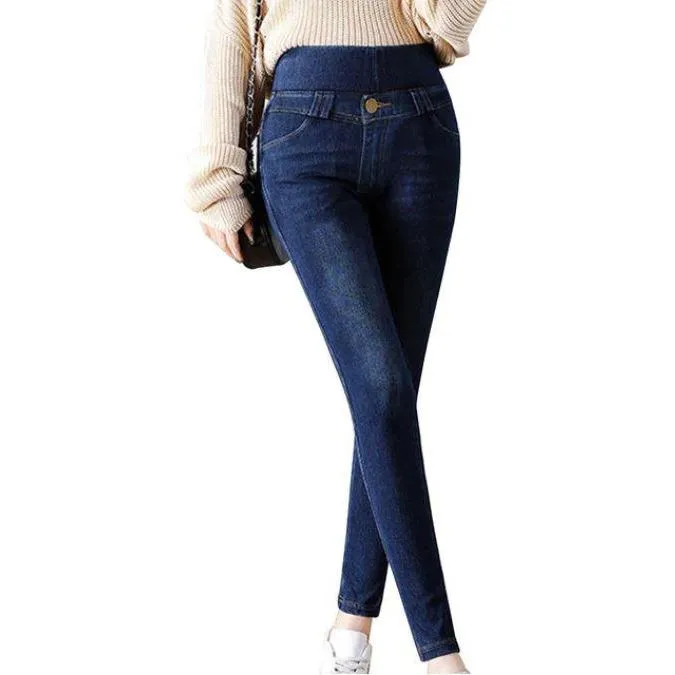 Woman Thermal Fleece High-Waist High Stretch Skinny Jeggings