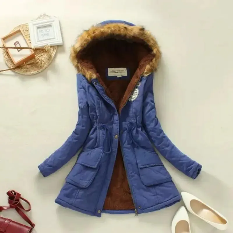 Women Autumn Winter Jacket Hooded Parkas Casual Mid Coat*