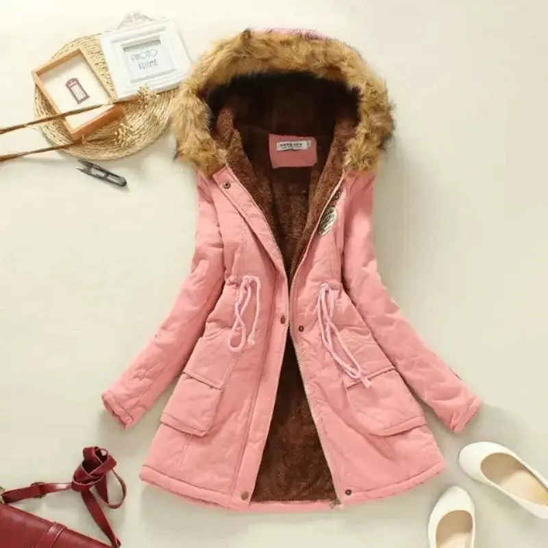 Women Autumn Winter Jacket Hooded Parkas Casual Mid Coat*