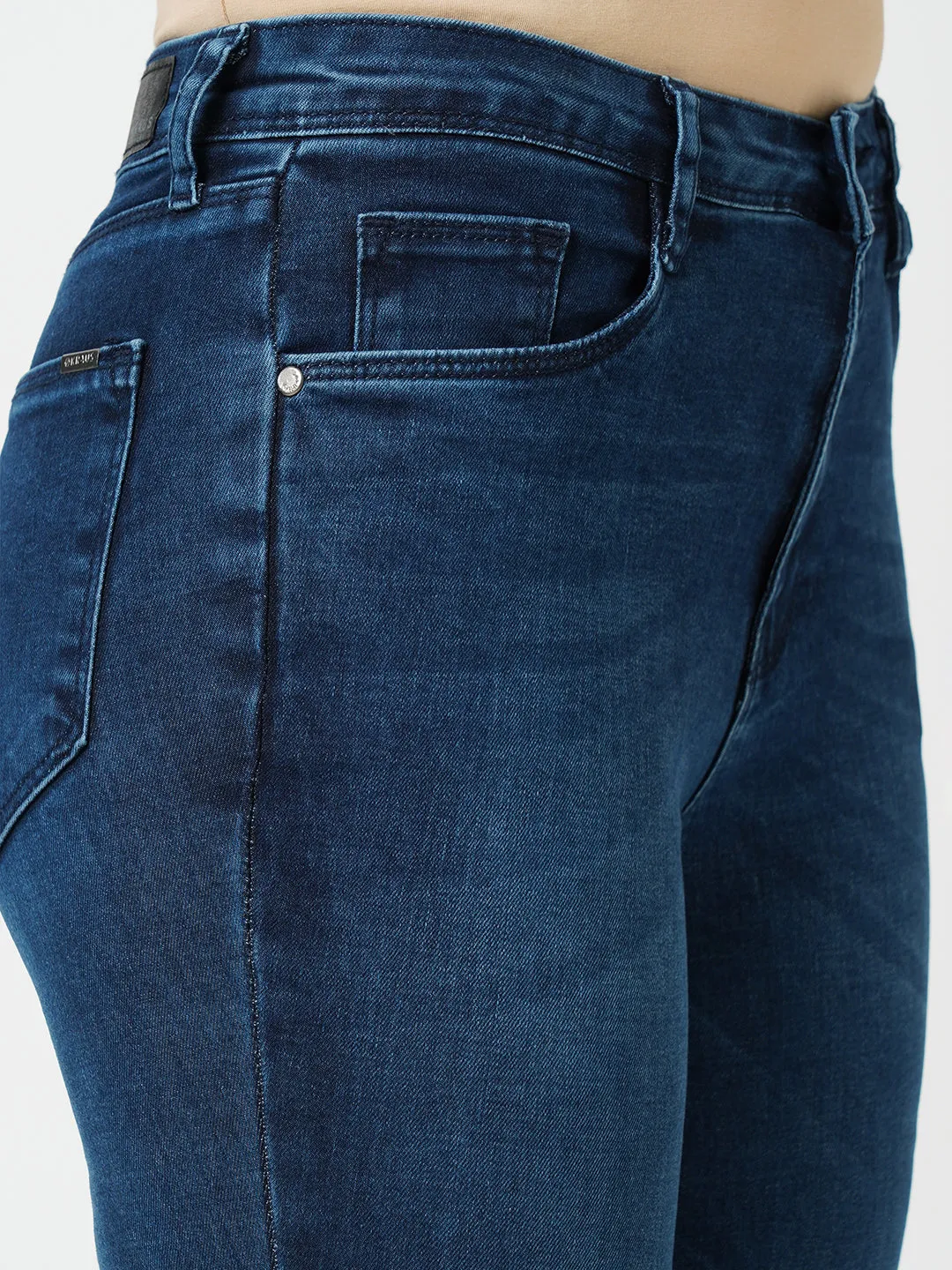 Women Dark Blue K5013 High Rise Flare Jeans