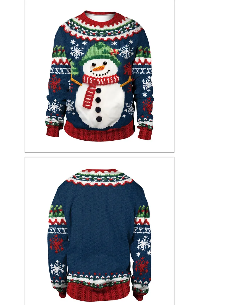 Women's  Stylish Snowman Christmas Tree Printing Sweater