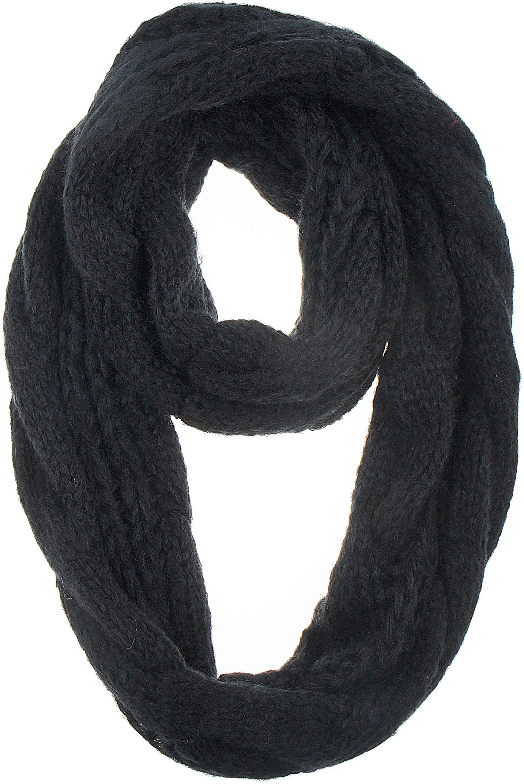 Womens Thick Ribbed Knit Winter Infinity Circle Loop Scarf