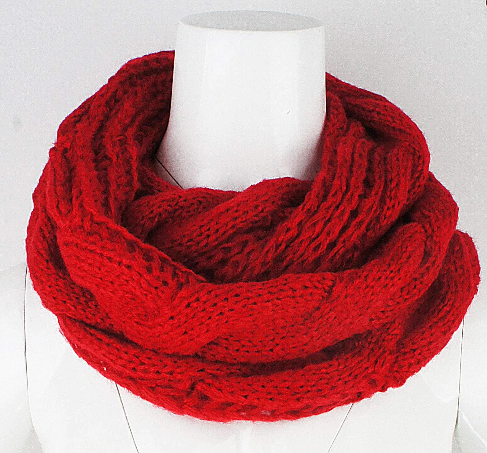 Womens Thick Ribbed Knit Winter Infinity Circle Loop Scarf