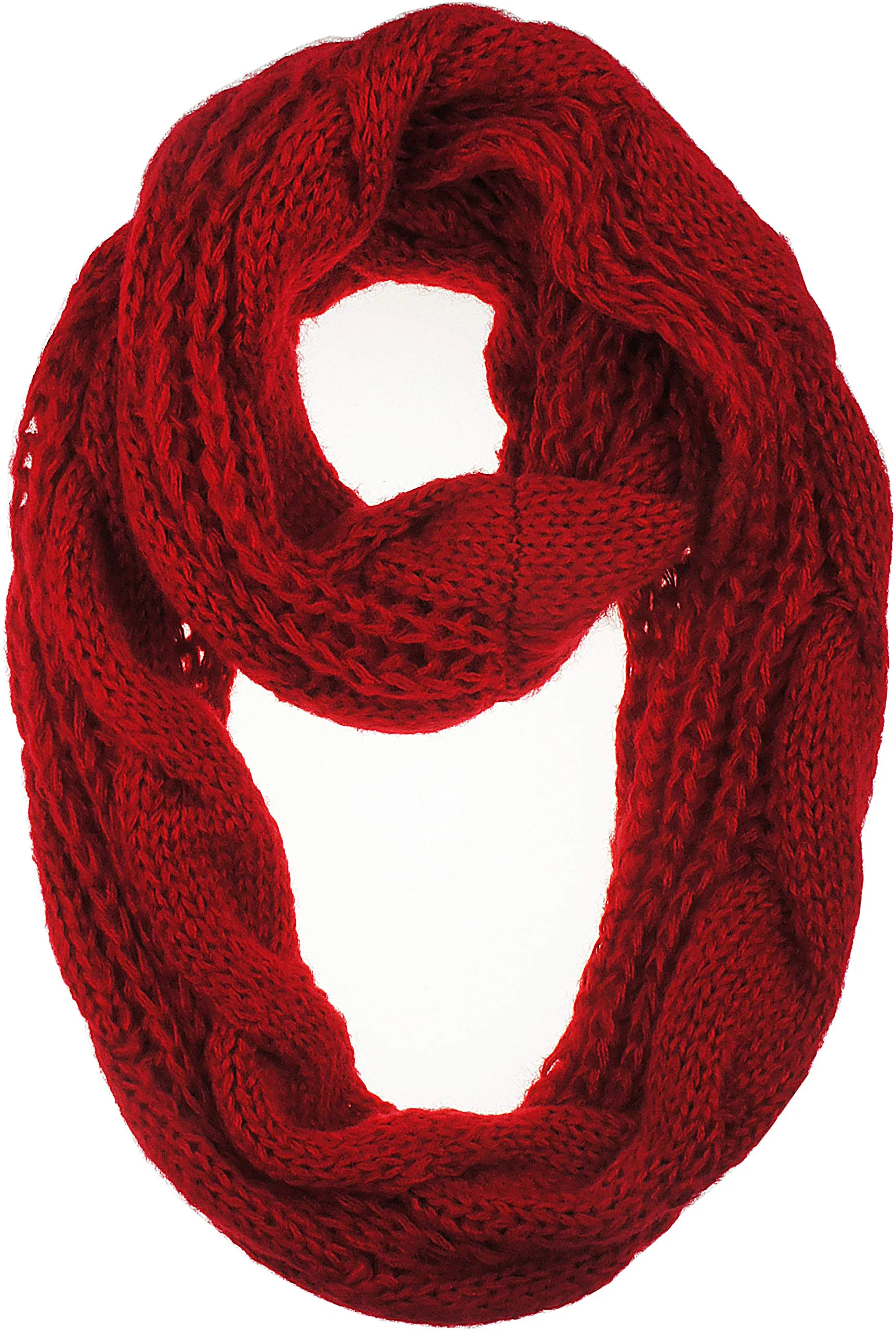 Womens Thick Ribbed Knit Winter Infinity Circle Loop Scarf