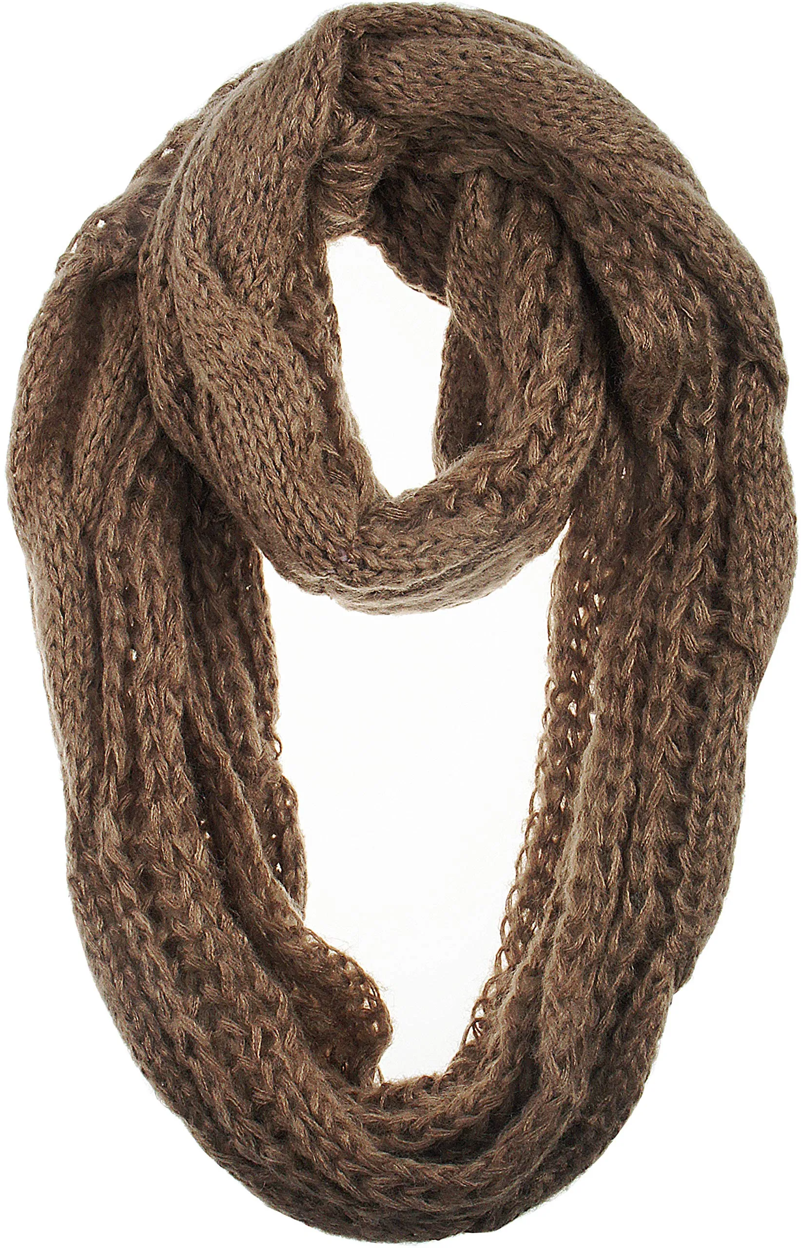 Womens Thick Ribbed Knit Winter Infinity Circle Loop Scarf