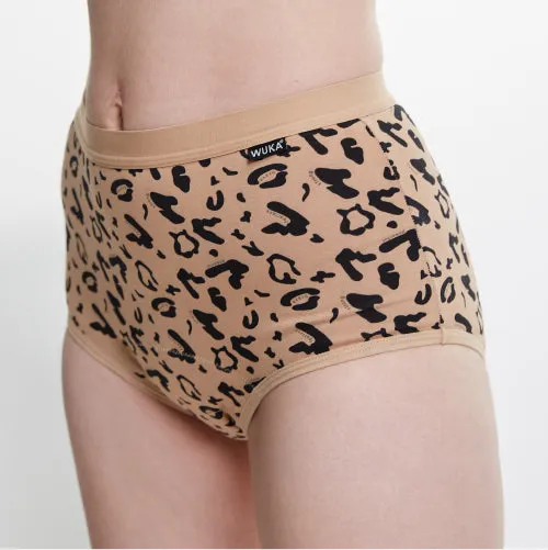 WUKA Leopard Print High Waist Period Pants - Heavy Overnight Flow